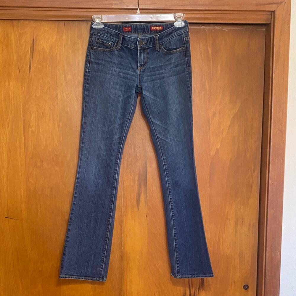 Express Women's Dark Blue Denim Boot Cut Jeans W 28” Inseam 32” Casual Staple